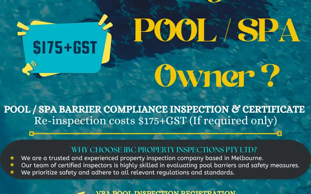 Swimming Pool/Spa Barrier compliance certificate for $ 175+GST